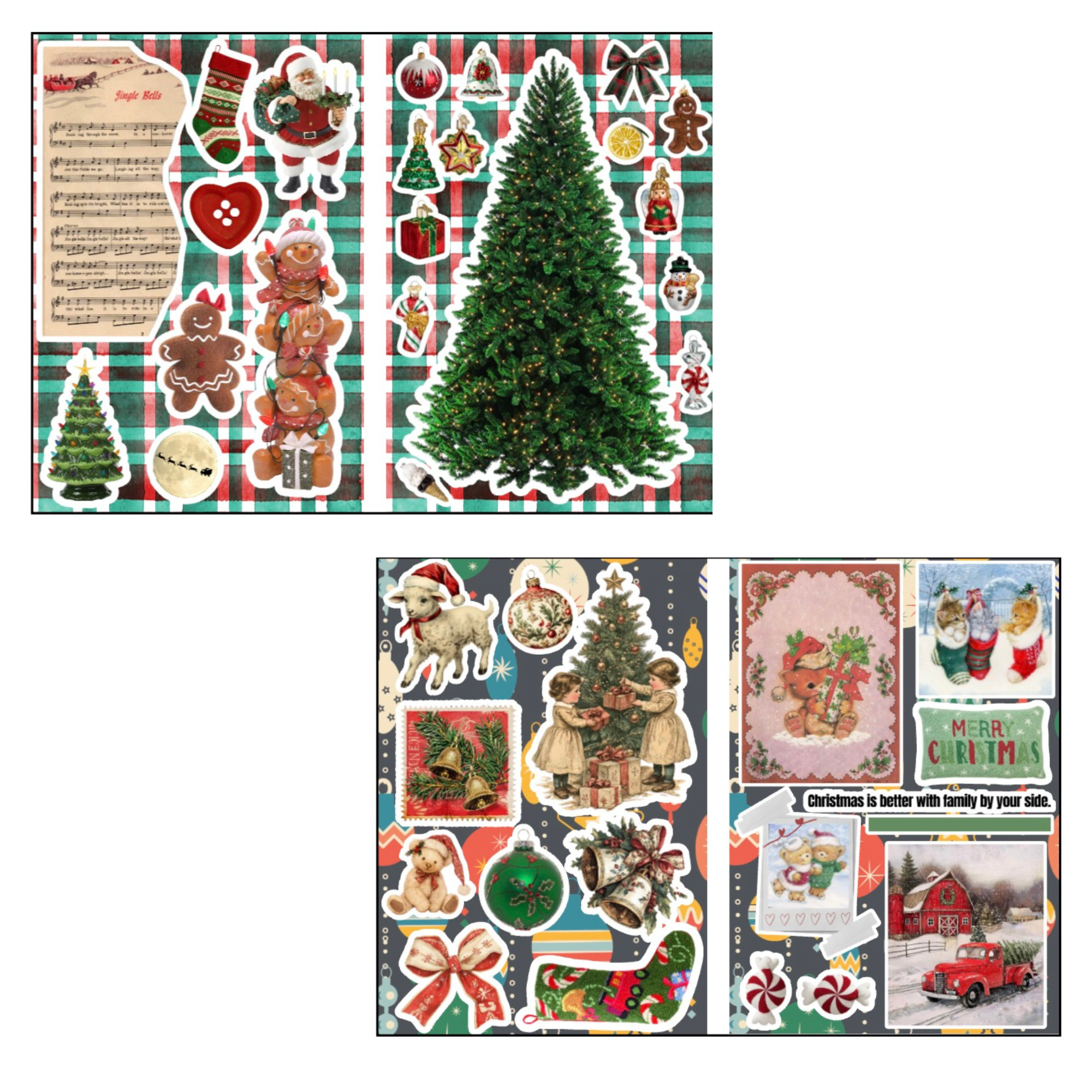 Set of 15 Sheets Scrapbooking Sticker Christmas Vibe