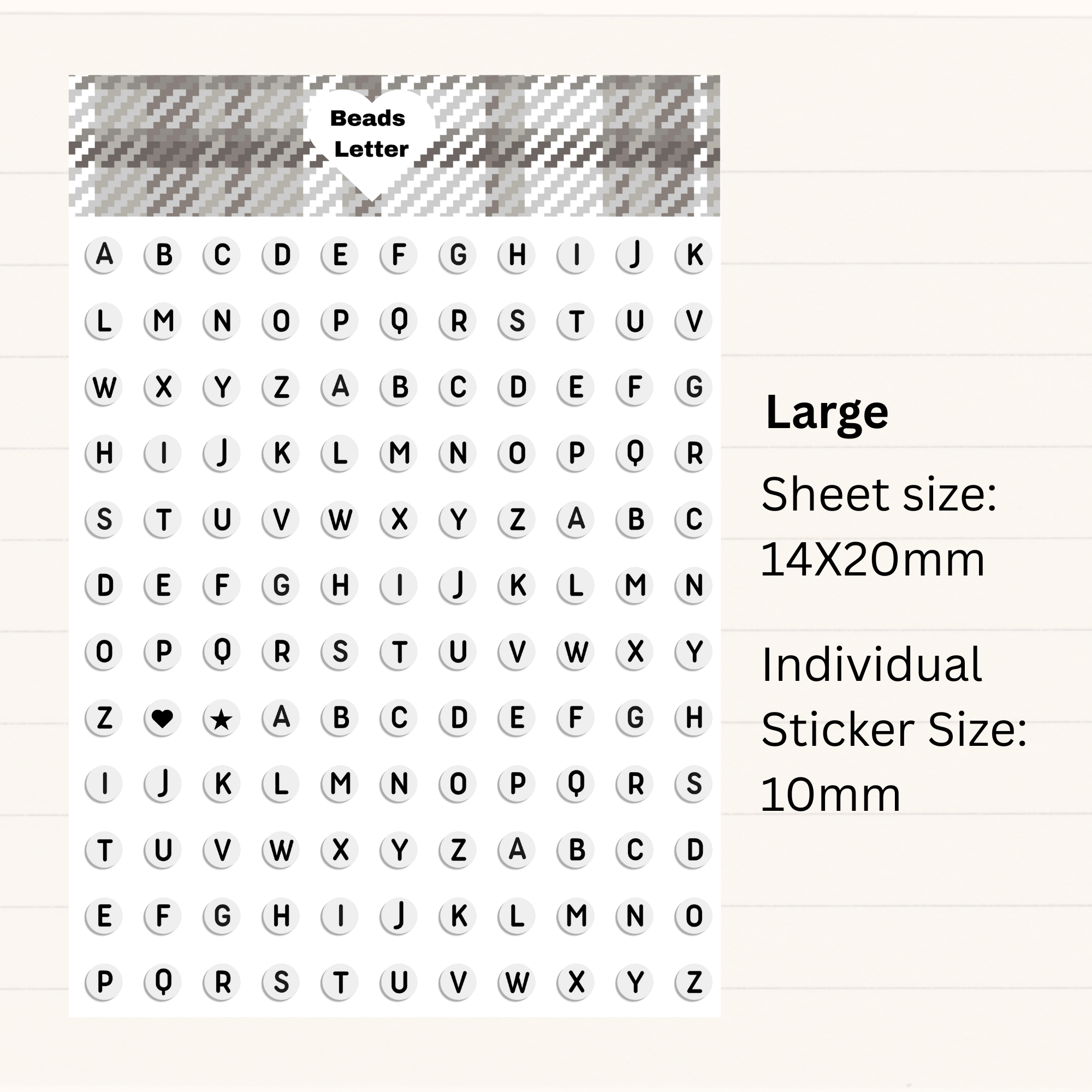 Handmade Little beads Alphabet Letter Sticker