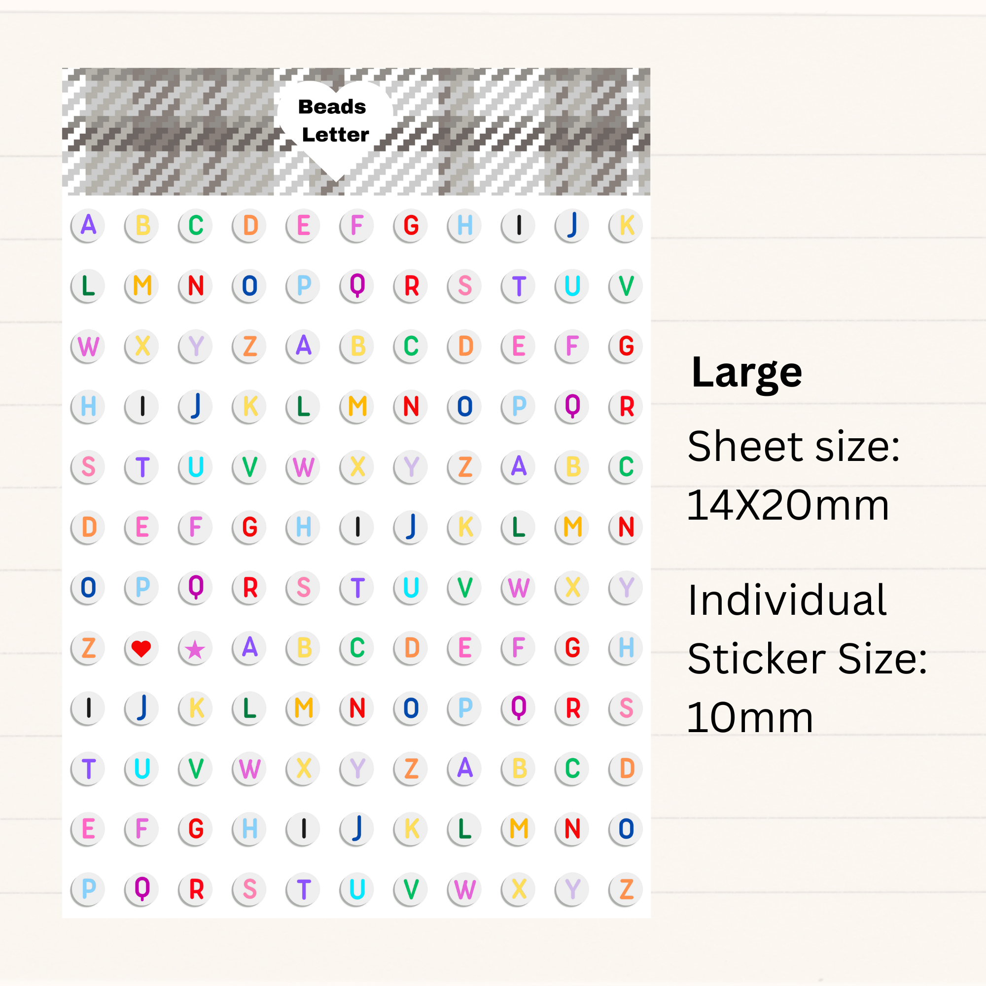 Colorful Bead Letter Stickers