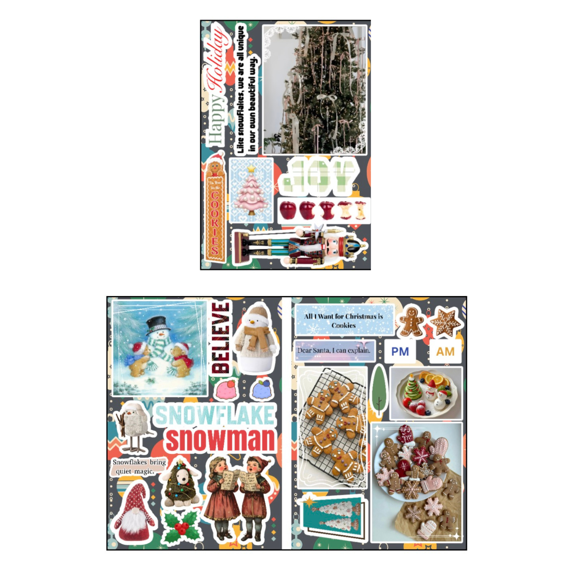Set of 15 Sheets Scrapbooking Sticker Christmas Vibe
