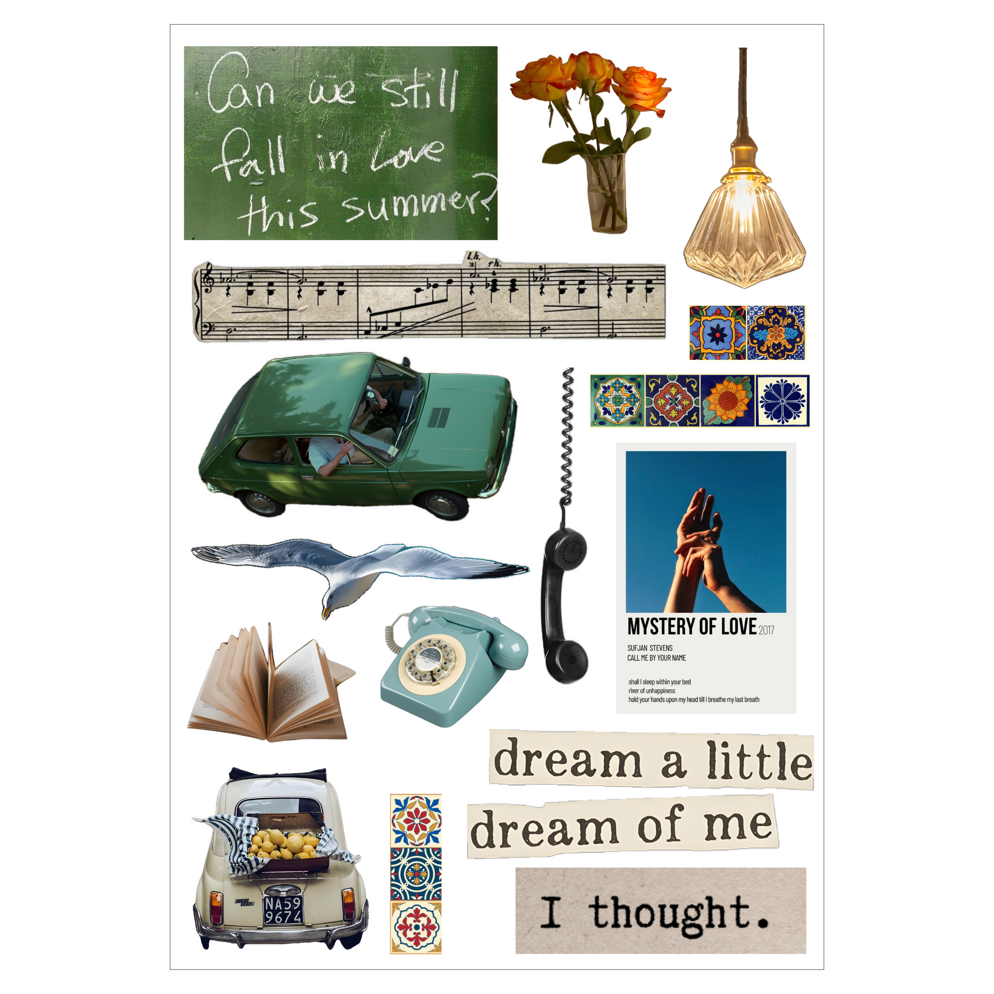 Set of 6 Sheets CMBYN Inspired Sticker Pack