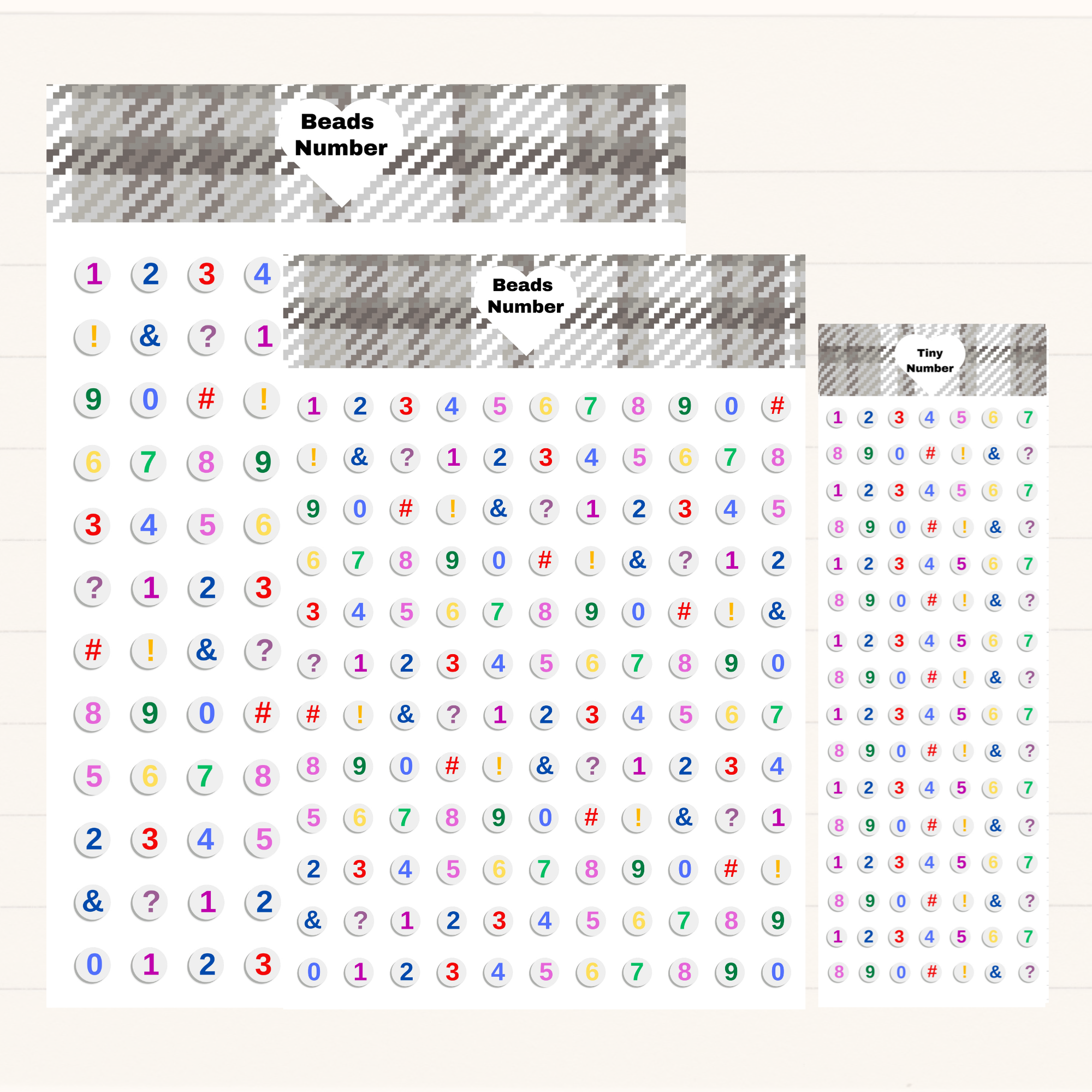 Handmade Color Little beads Numbers Sticker