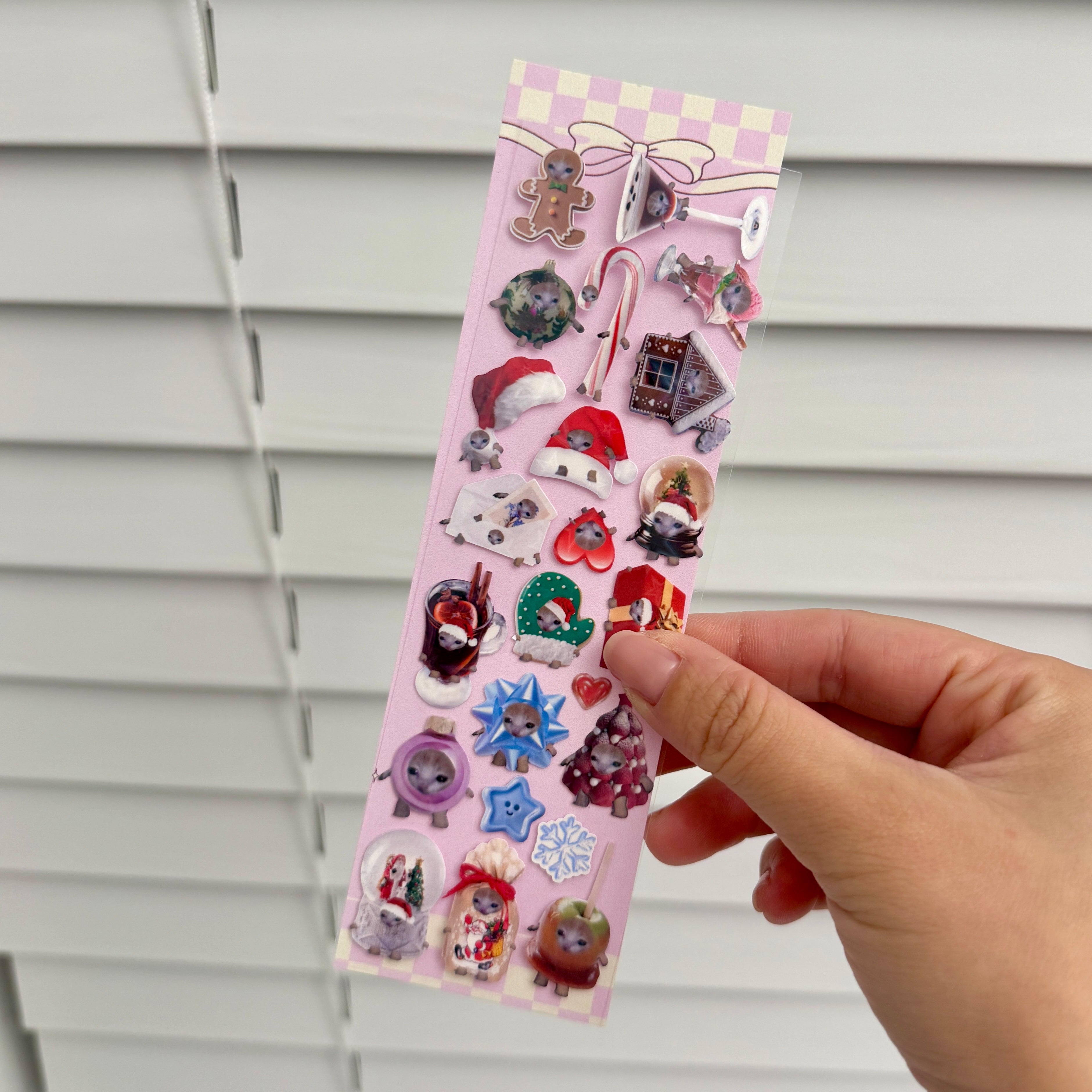 1 sheet Santa snack cat sticker sheet