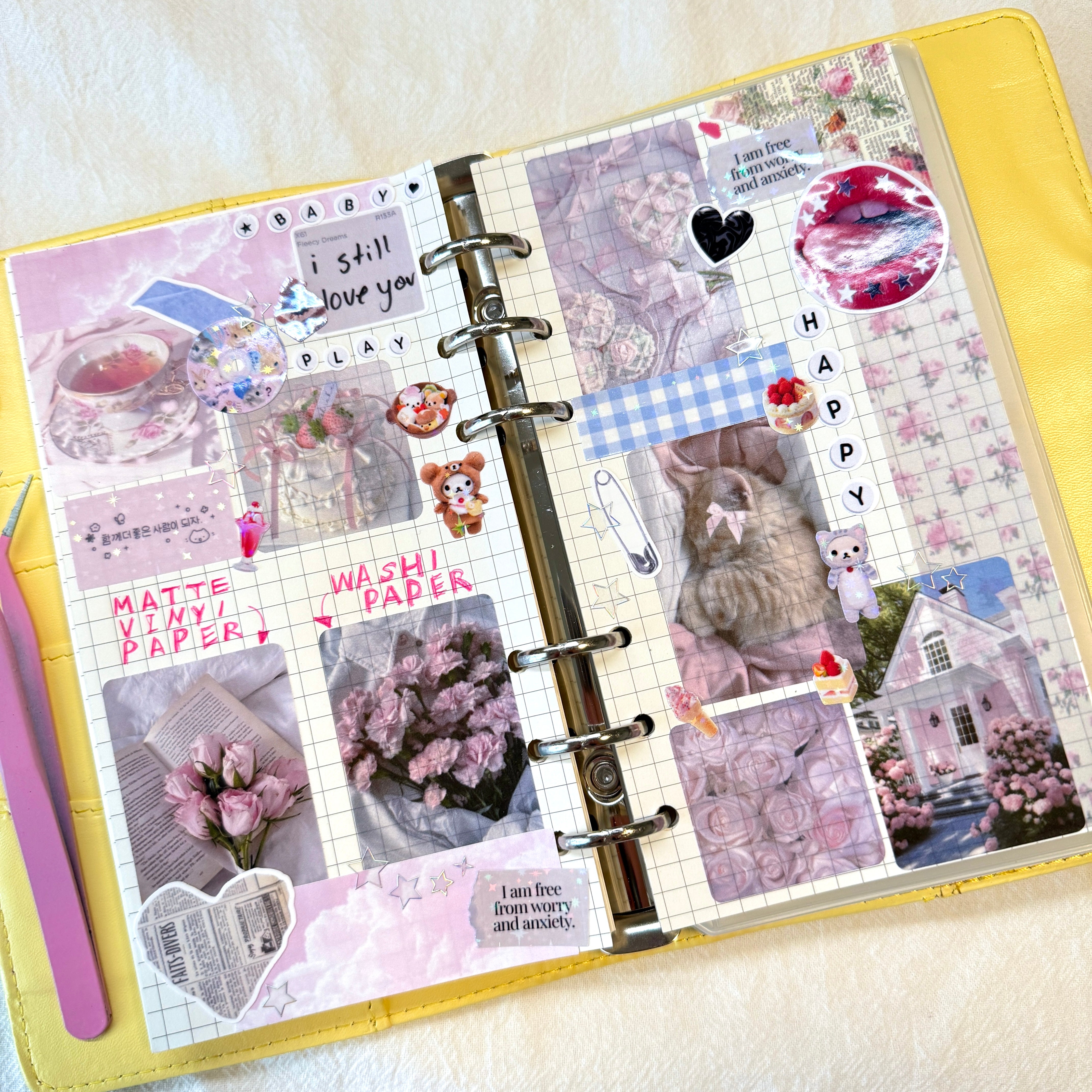 Set of 4 Sheets Romantic Pink Stickers