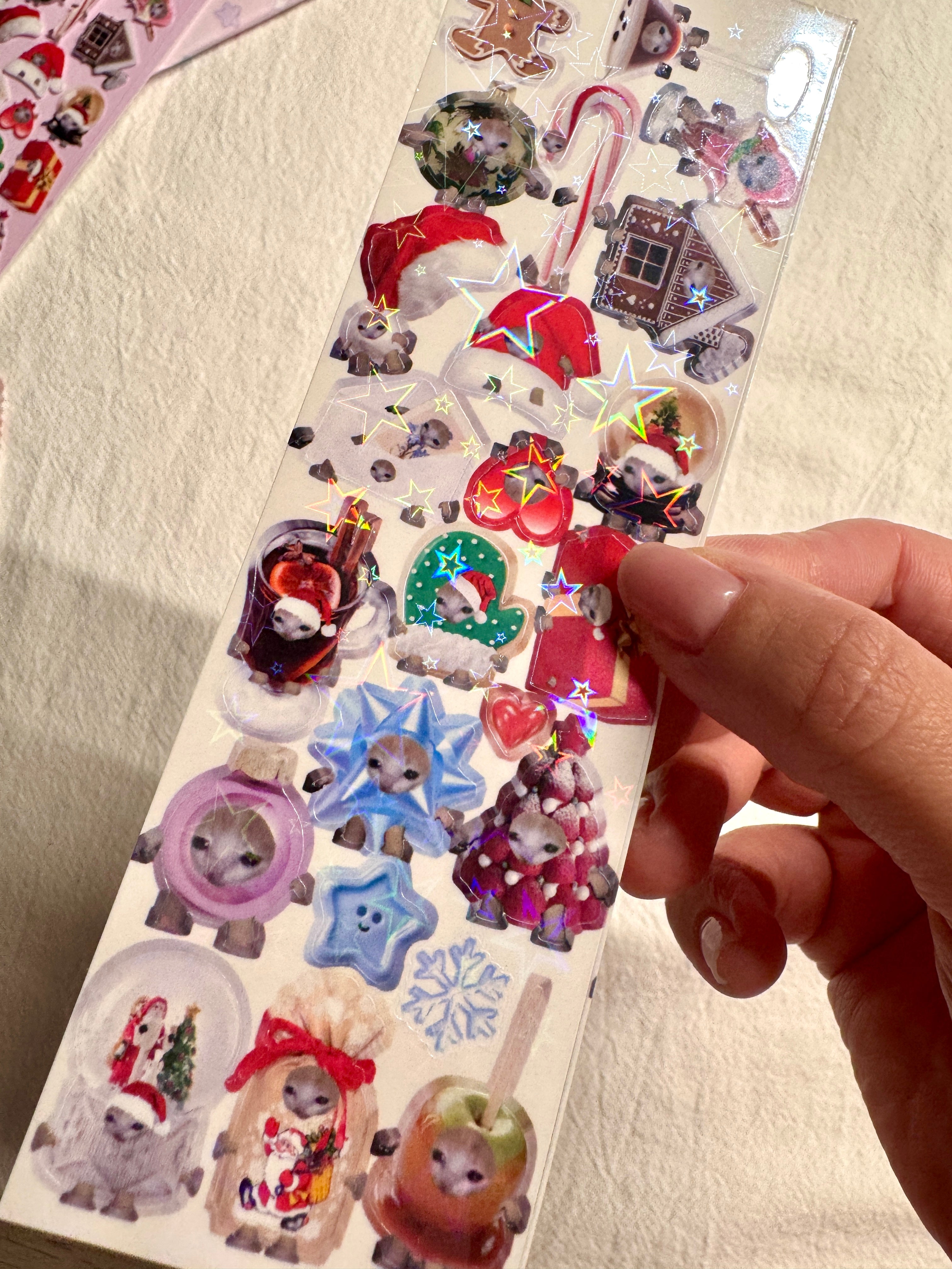 1 sheet Santa snack cat sticker sheet
