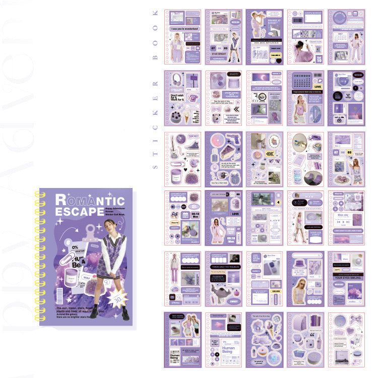 30 Pages Romance Coil Sticker Book