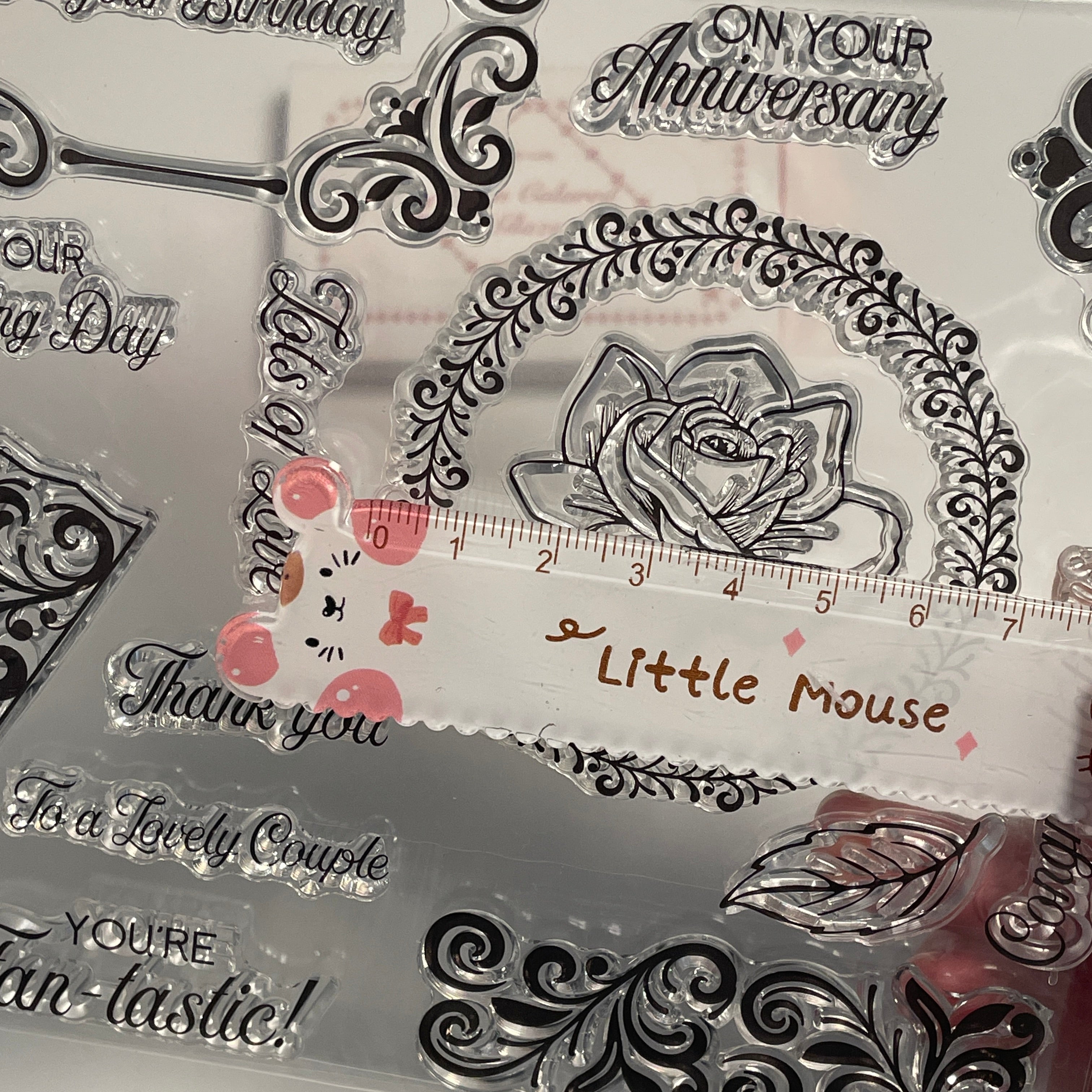 Clear Floral Border Stamp Set