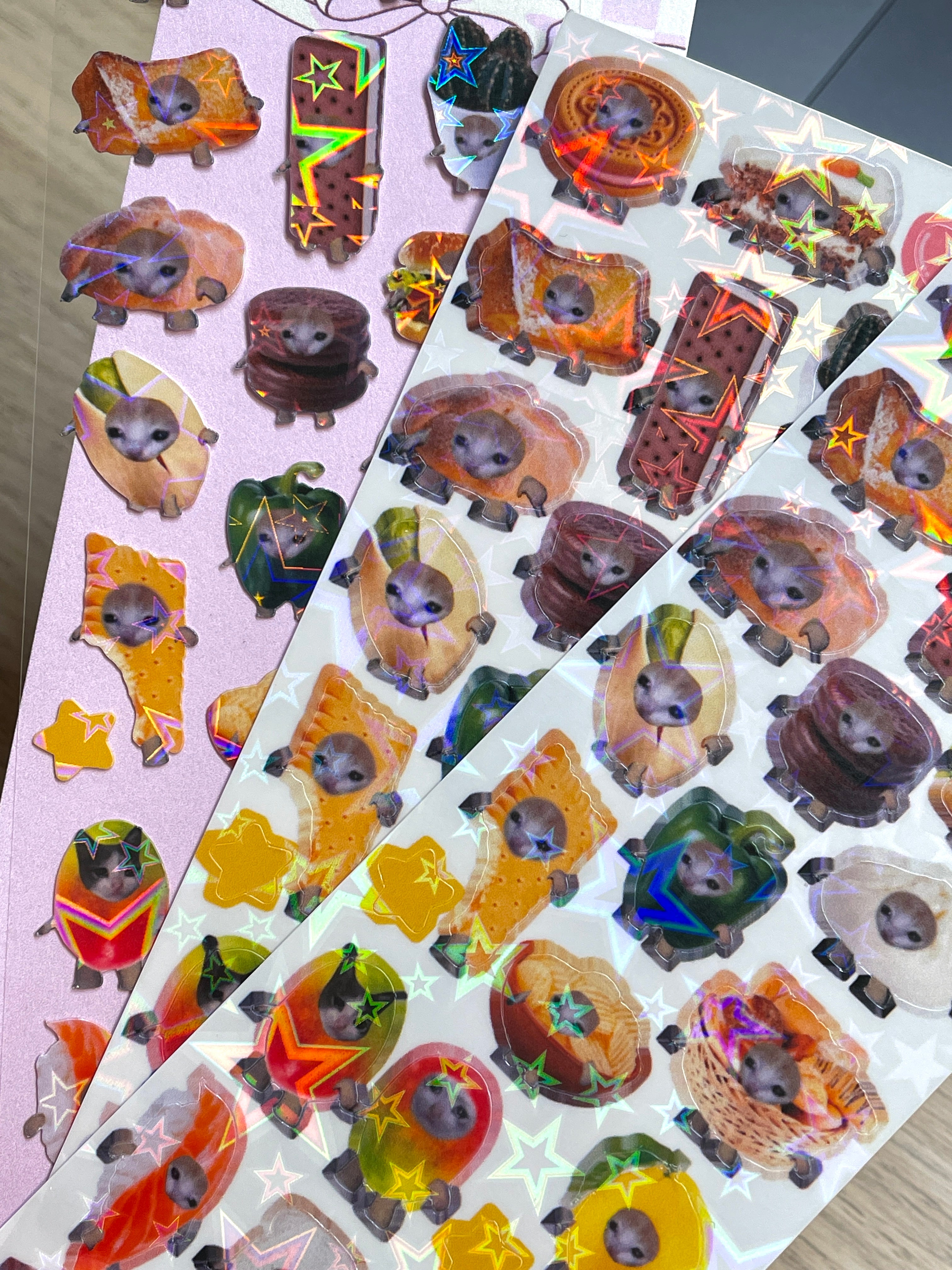 Kawaii Snack Cat Sticker Sheet