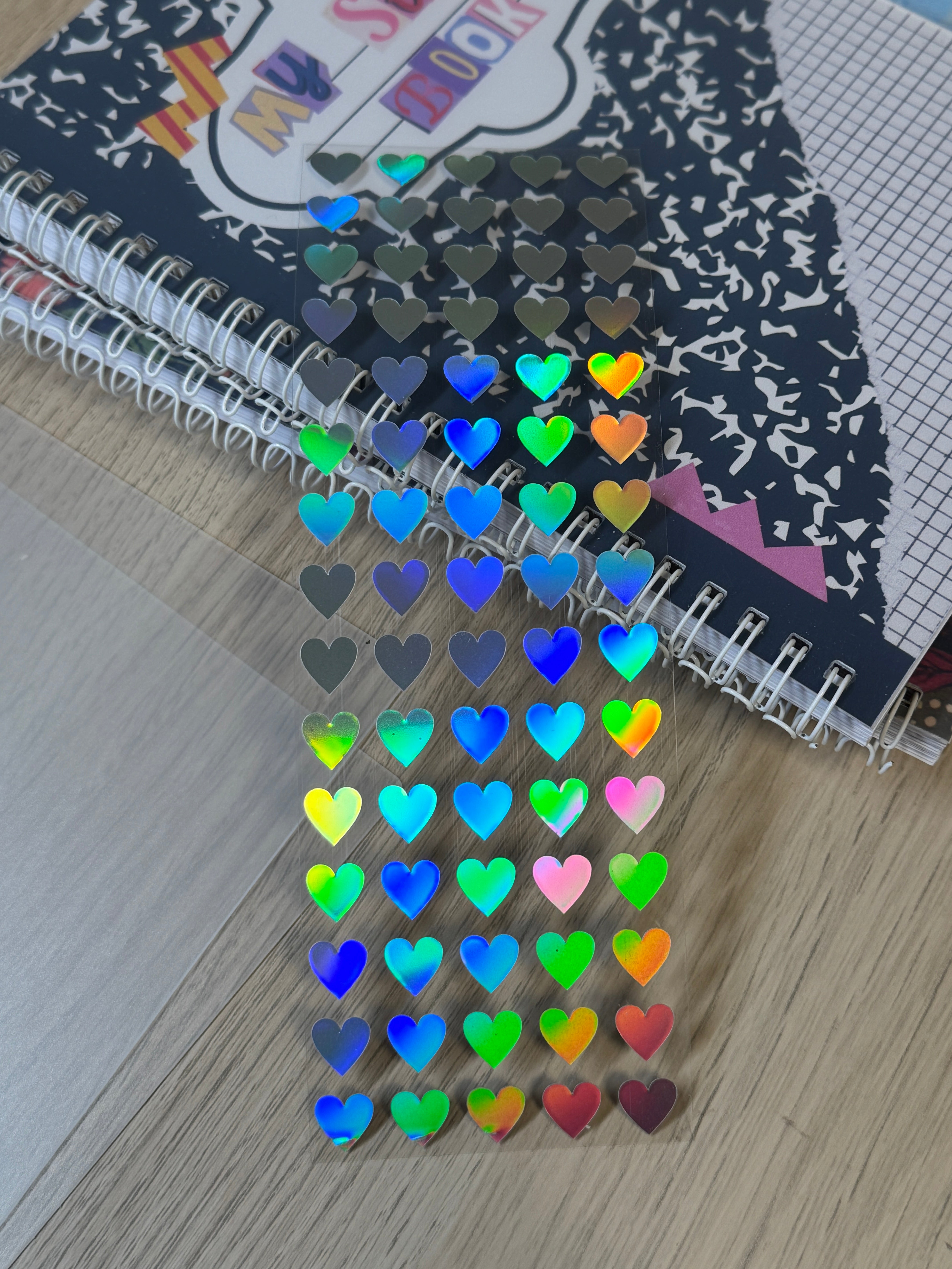 1 CM Holographic Star Sticker Sheet, Sparkle Heart Toploader Stickers