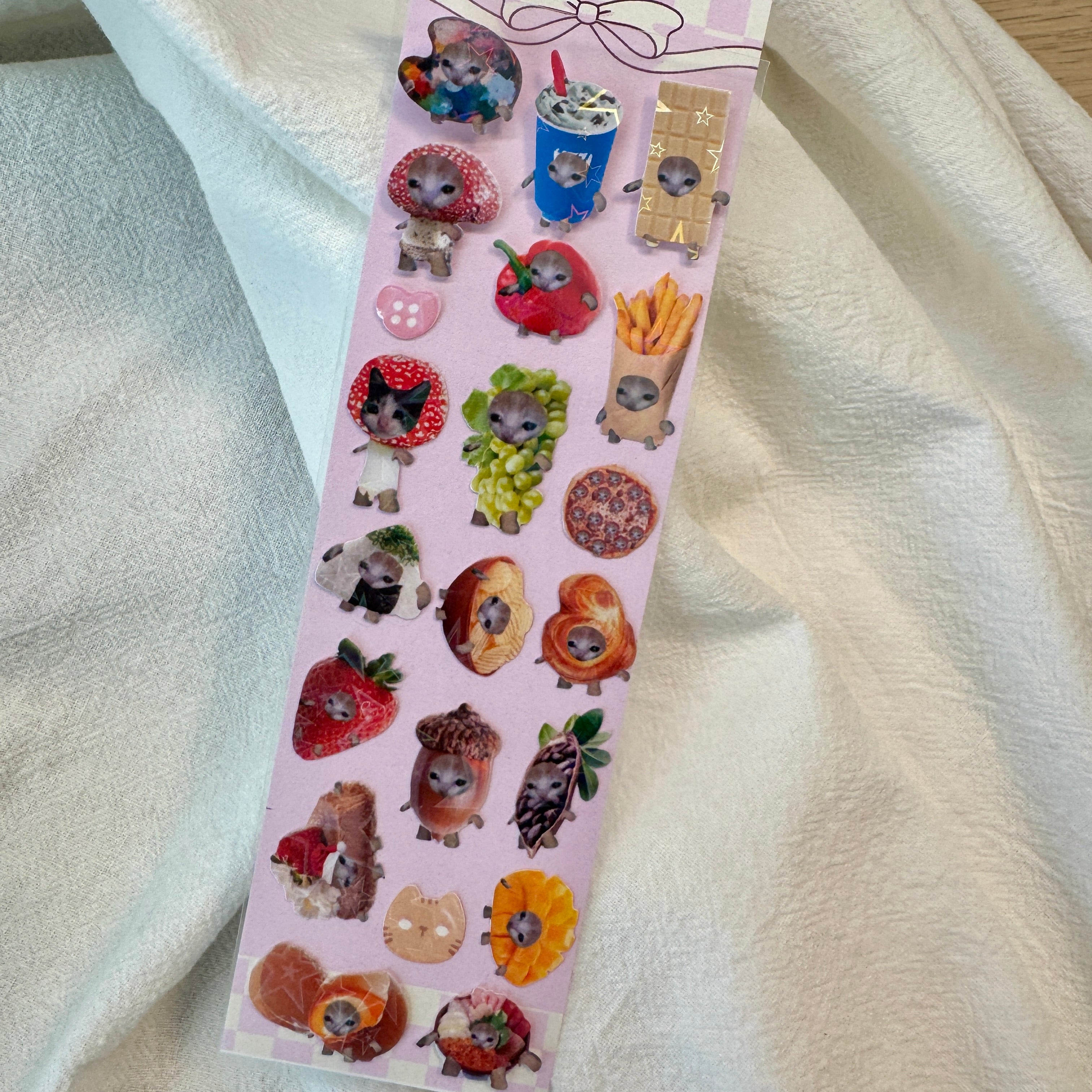 Kawaii Snack Cat Sticker Sheet