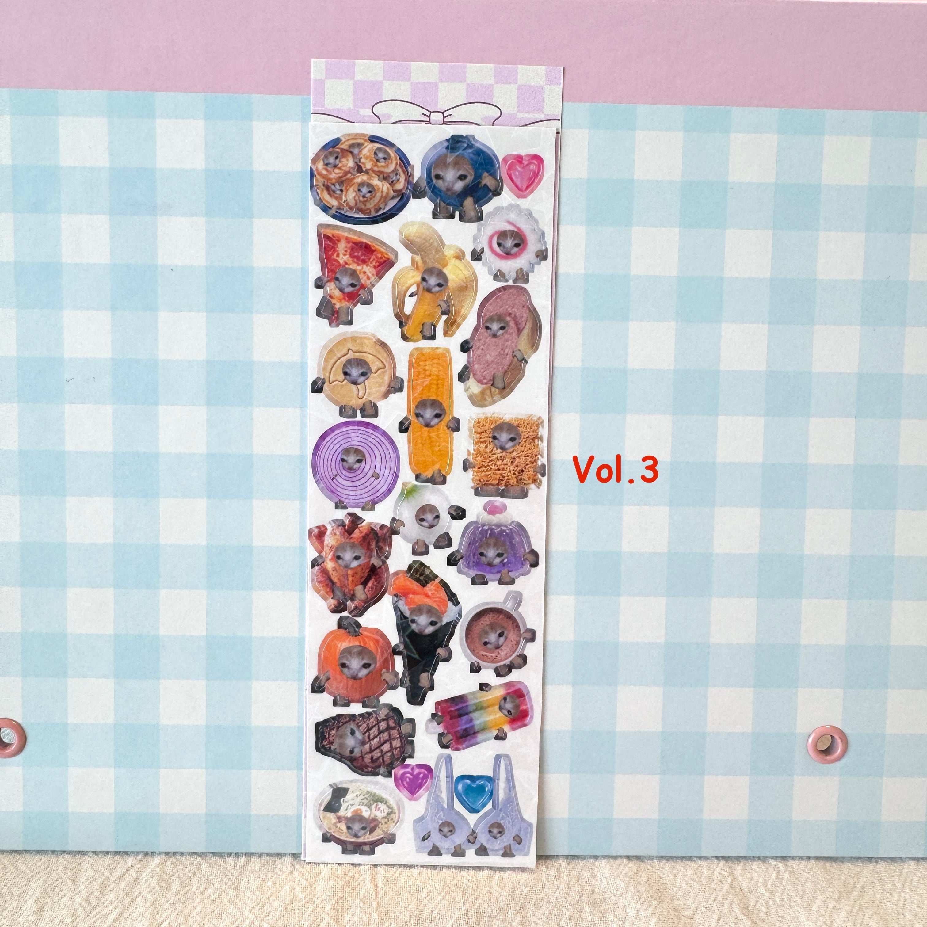 Kawaii Snack Cat Sticker Sheet