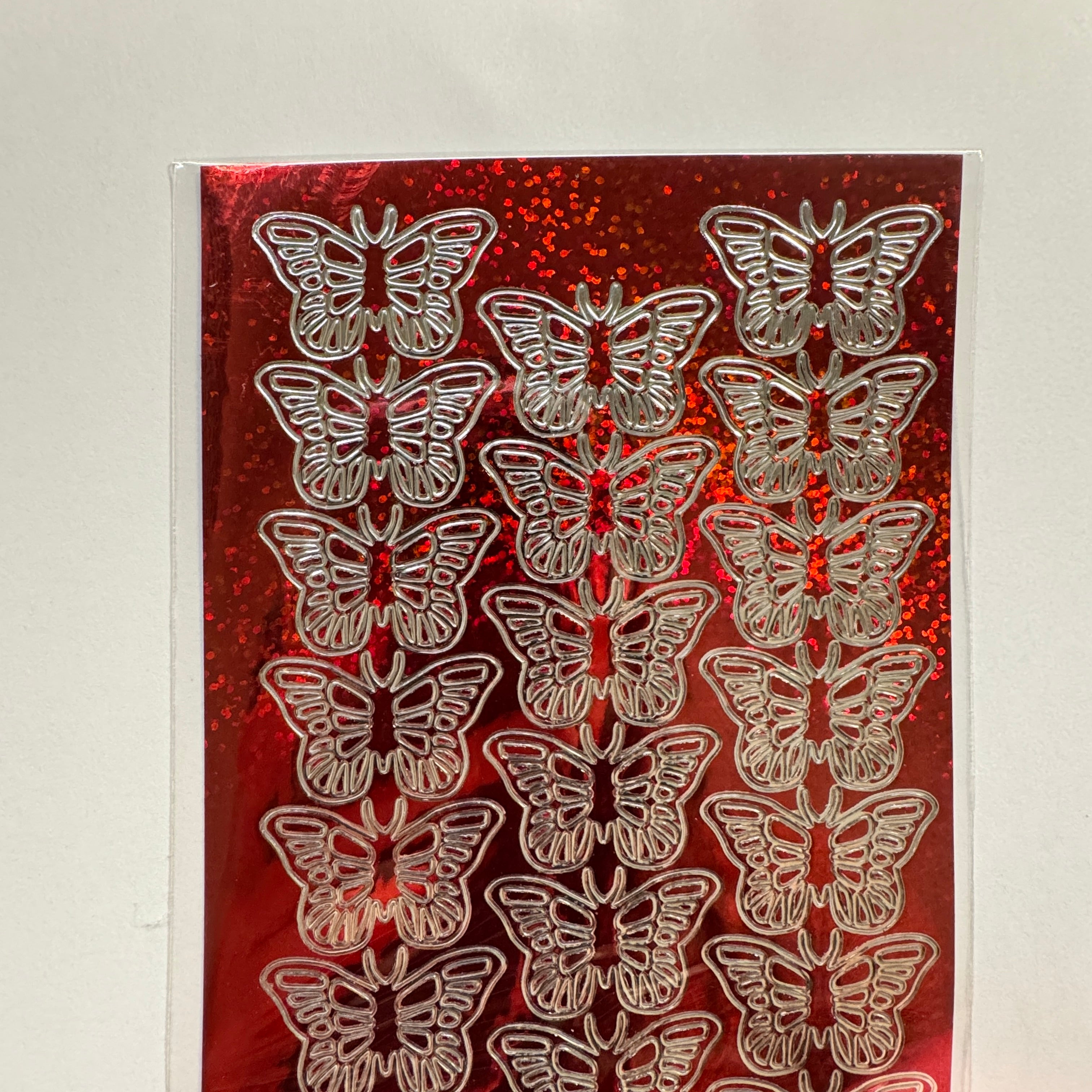 Metalic butterfly deco sticker sheet, holographic card making sticker