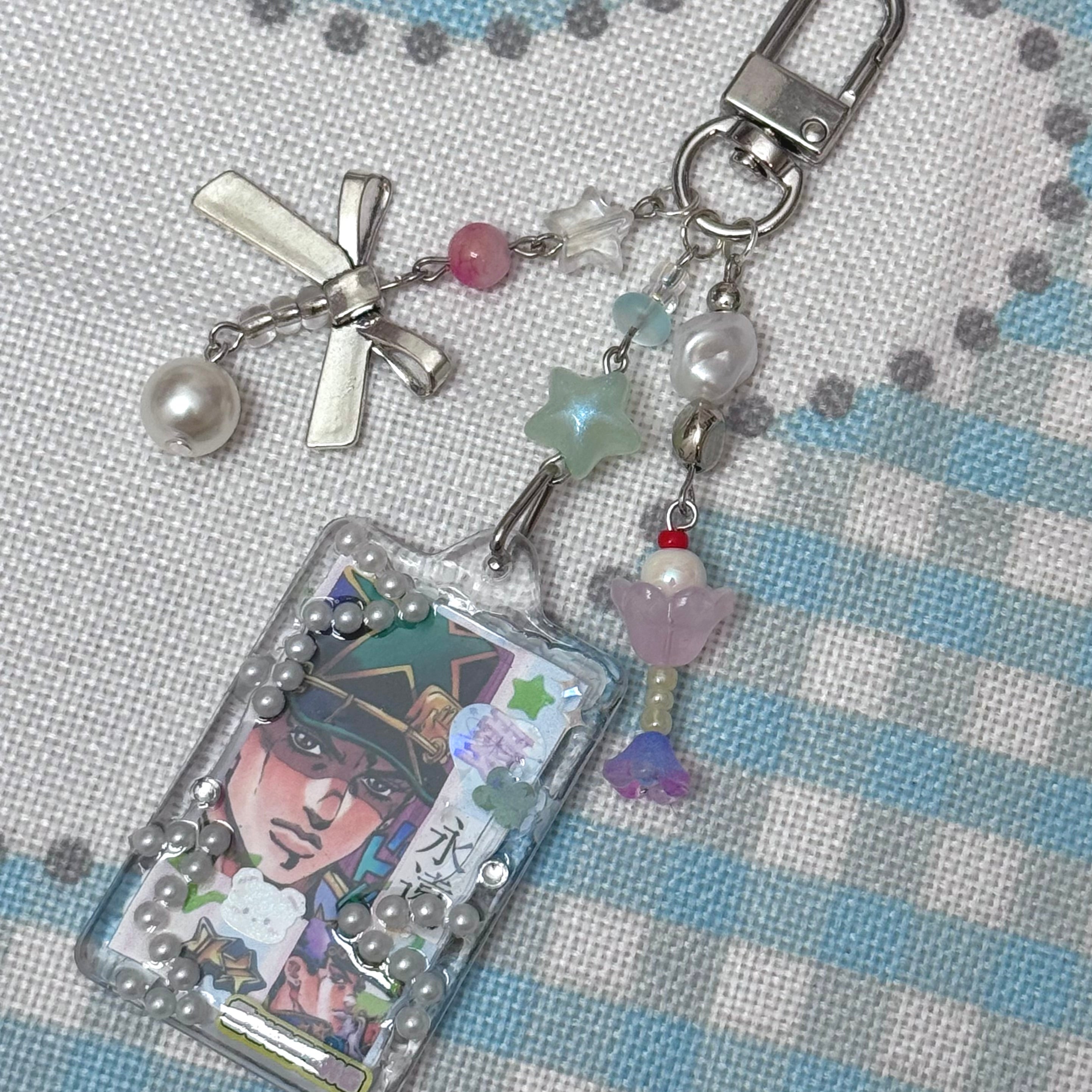 Decorated key chain with charms