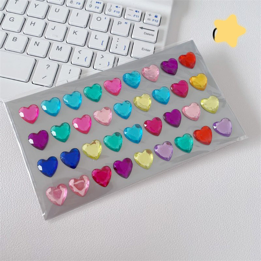 Acrylic Heart Shaped Rhinestone Stikers