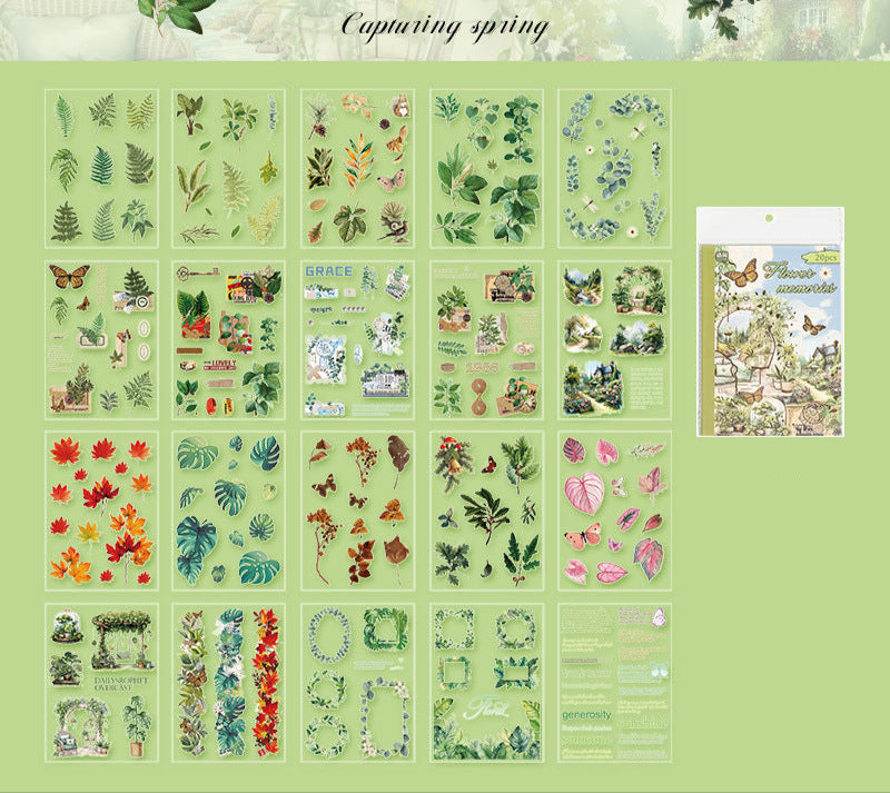 20 Pages PET Flower Plants Sticker Book