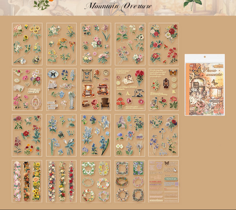 20 Pages PET Flower Plants Sticker Book