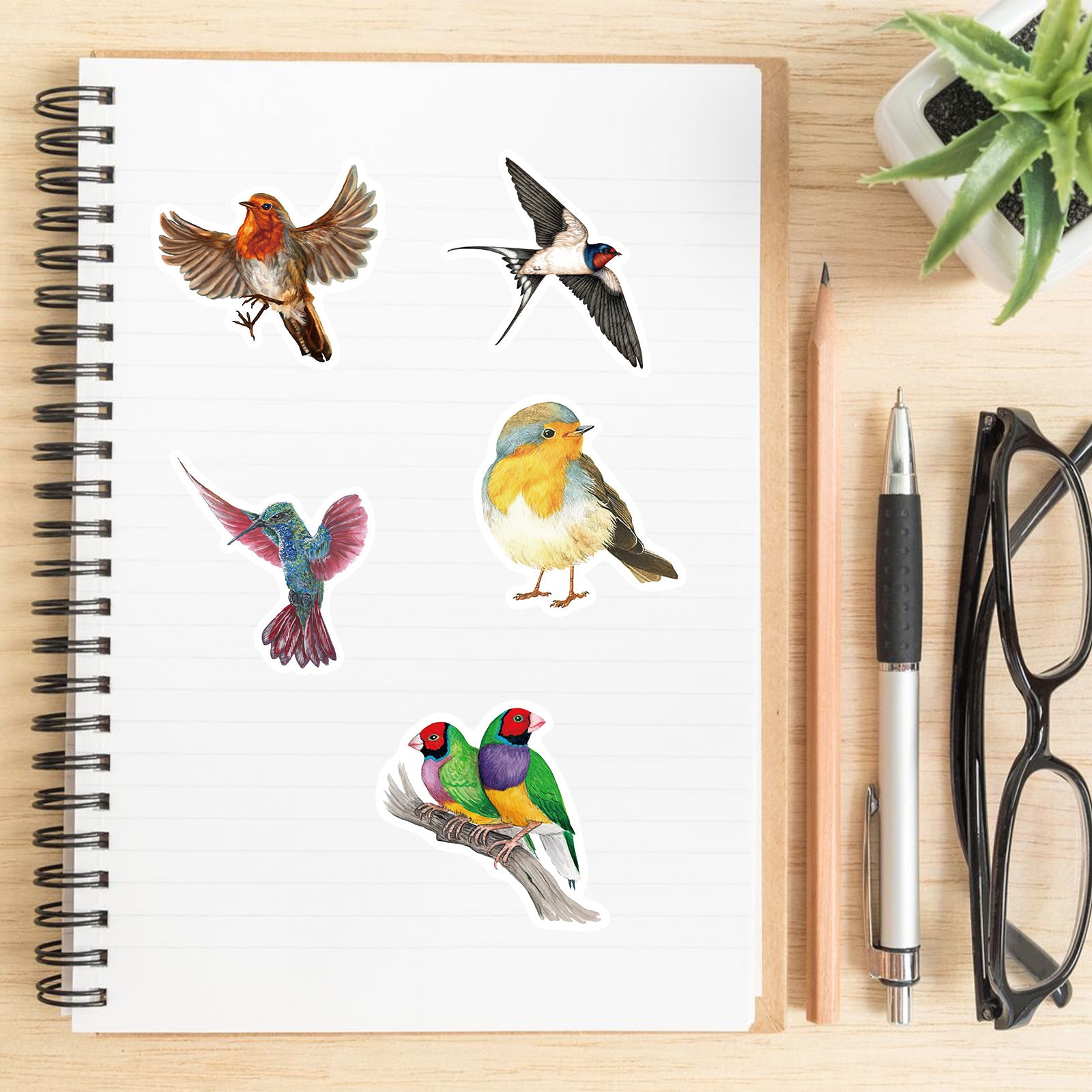 Colorful Bird Stickers