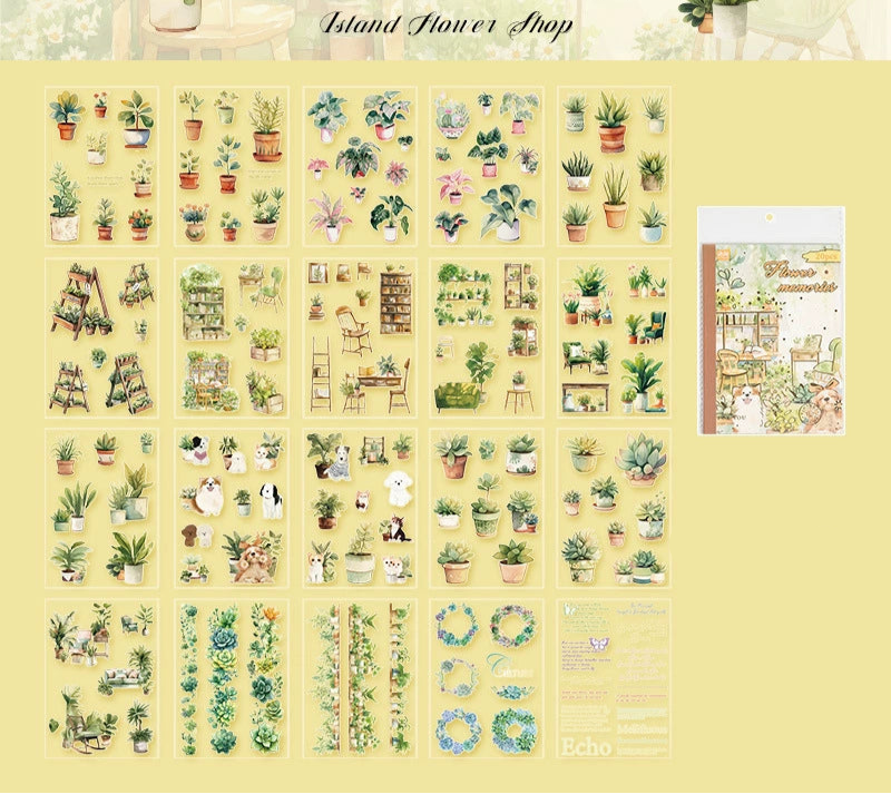 20 Pages PET Flower Plants Sticker Book