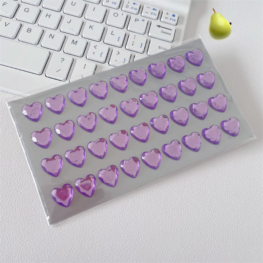 Acrylic Heart Shaped Rhinestone Stikers