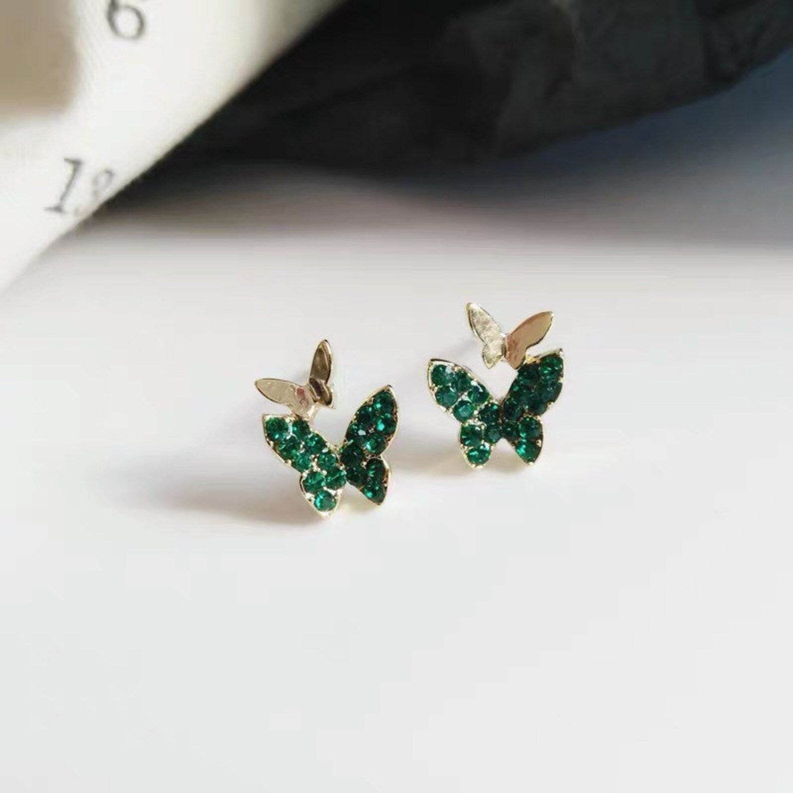 Mini Green Butterfly Earrings
