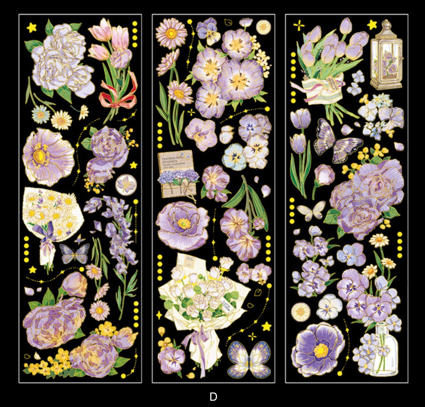 Gold Foil Flower Stickers