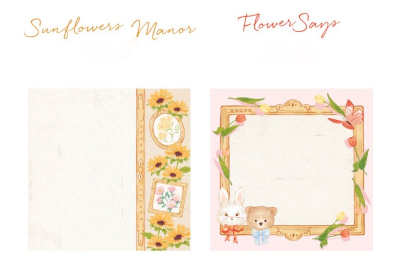 Bunny Bear Flower Memo Pad