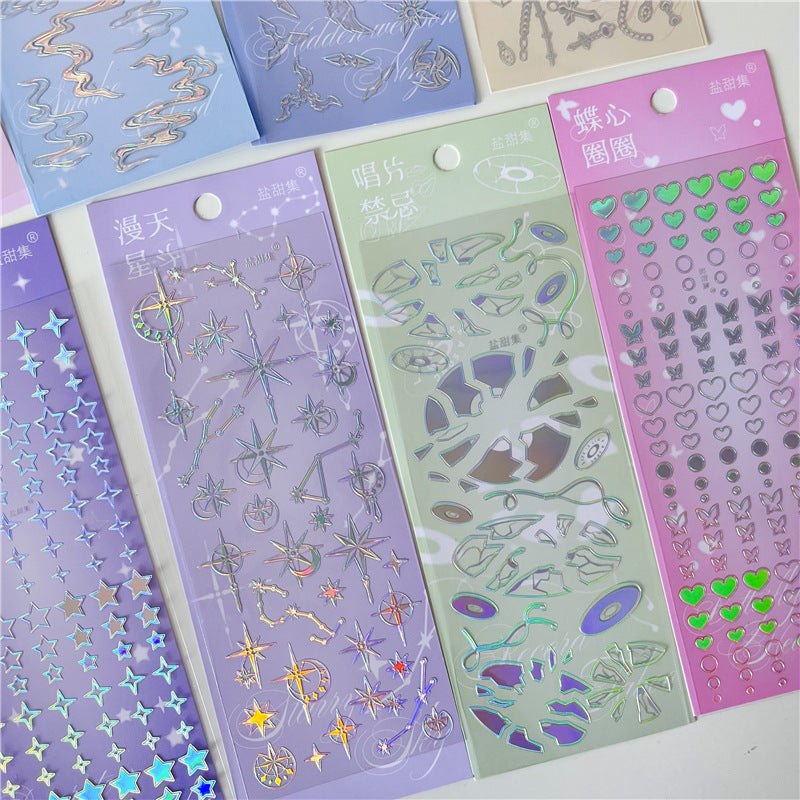 toploader stickers, y2k stickers, kawaii stickers, silver foil stickers