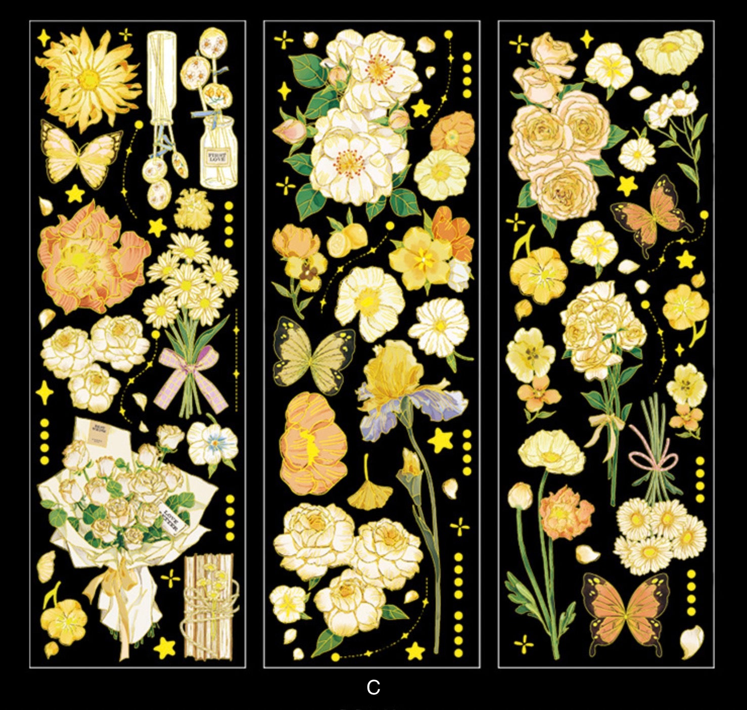 Gold Foil Flower Stickers