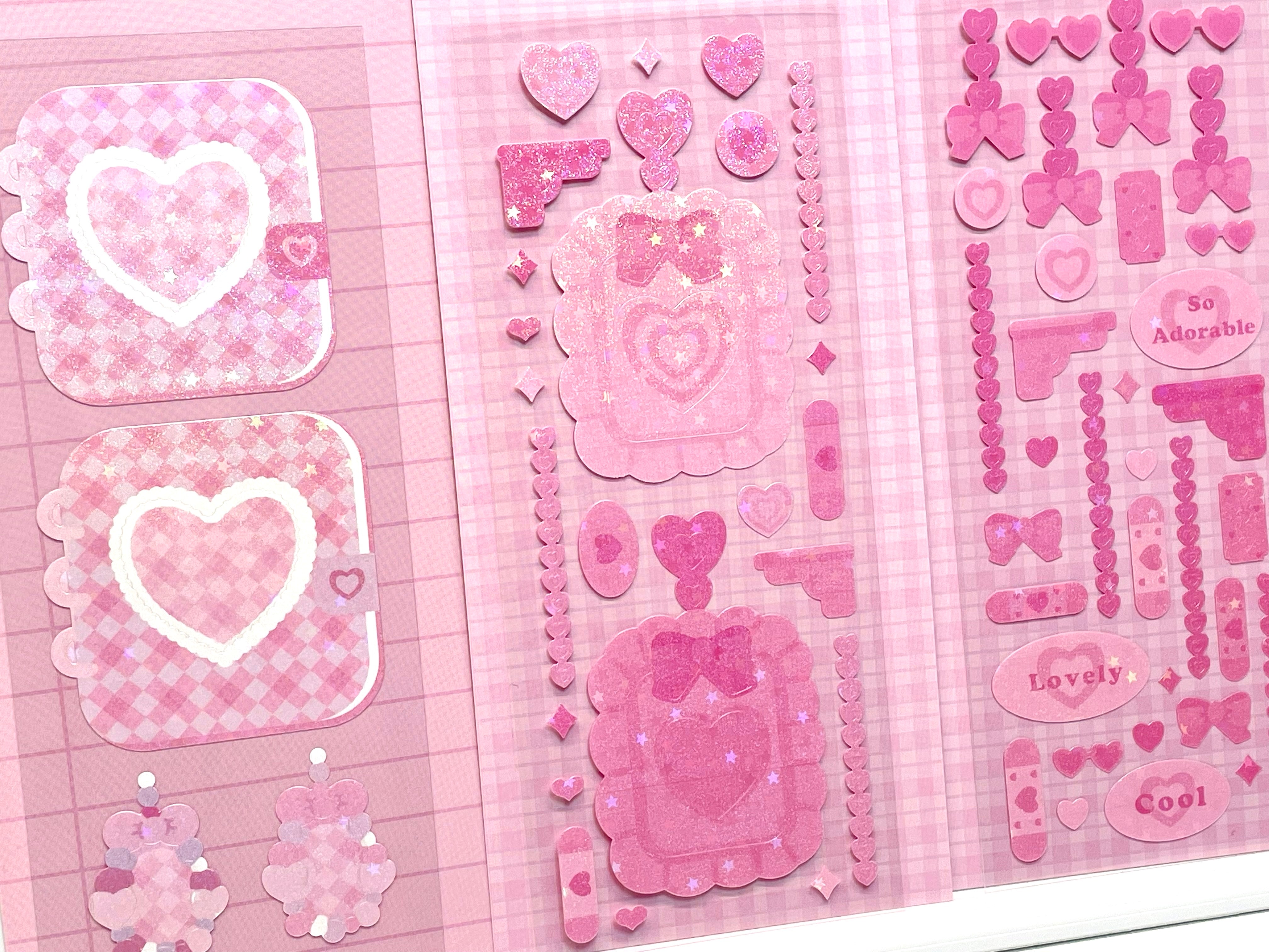 Pink Graph Paper Sticker Pink Photo Decor Sticker