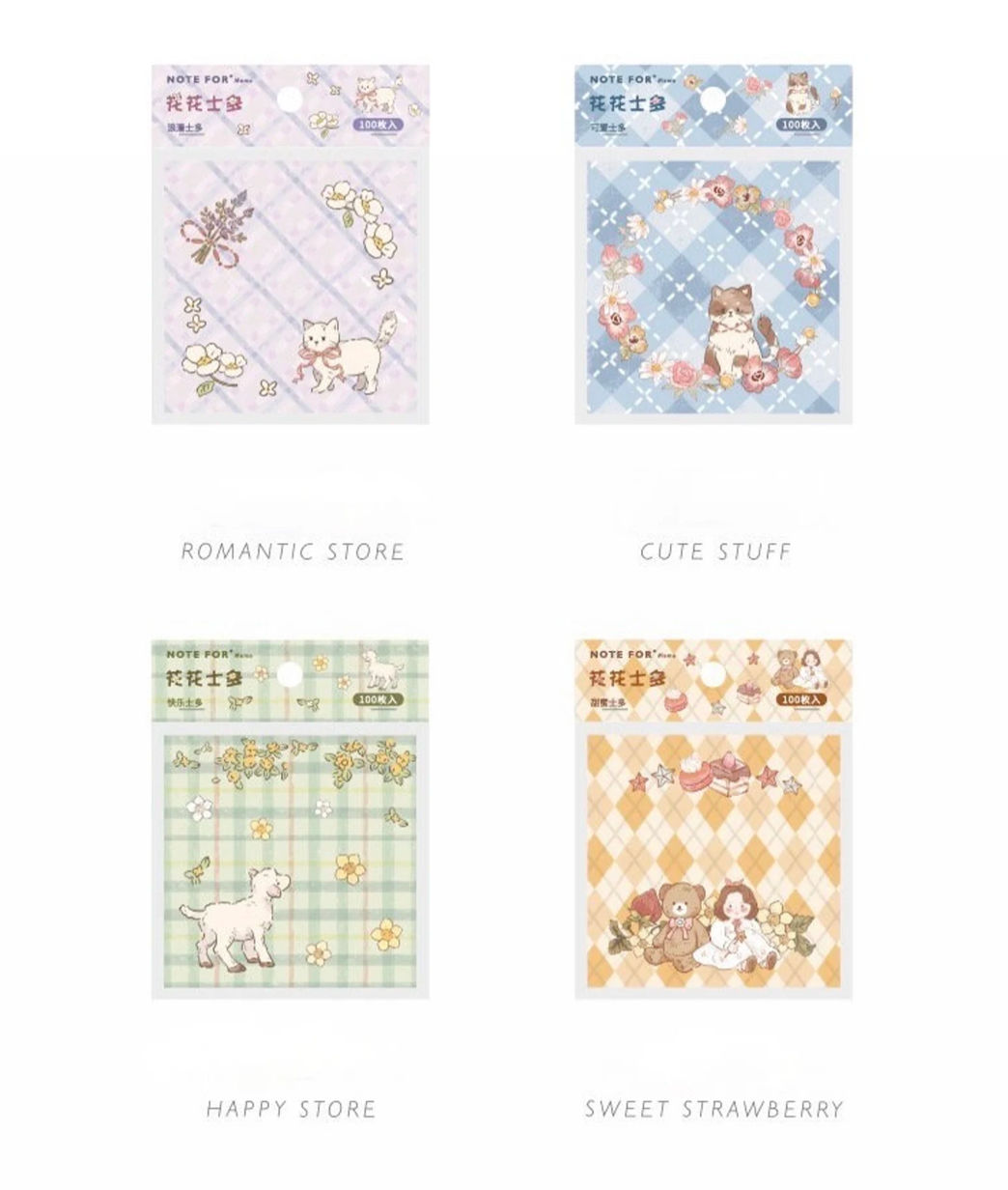 Non-Sticky Animal Grid Memo Pad