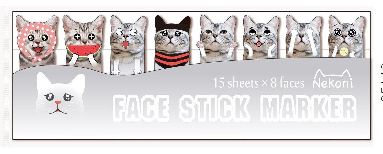Cute dog and cat index sticker label, kawaii bookmark sticker