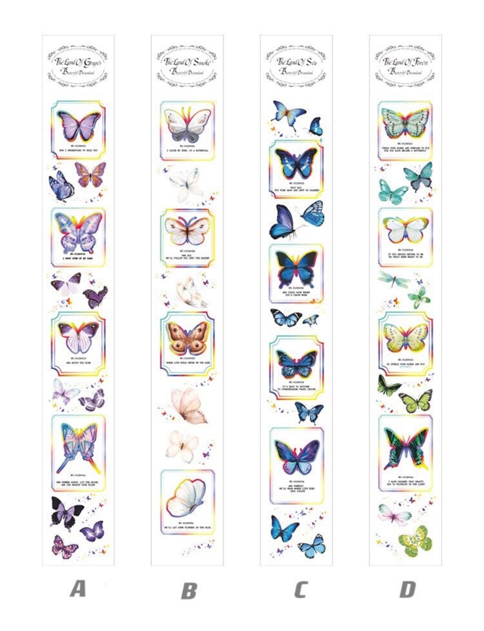Matte PET laser butterfly washi tape, scrapbooking gift