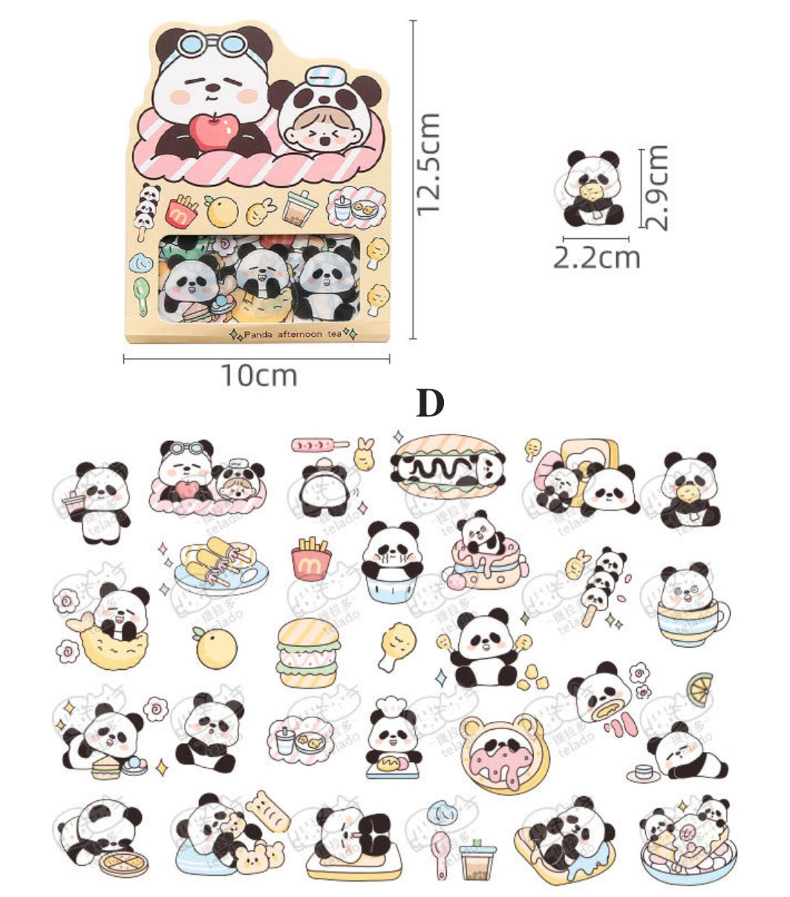 PET Kawaii Cow and Panda Sticker