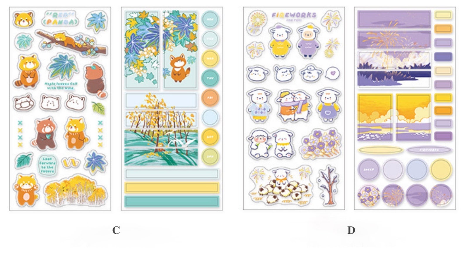 Kawaii animal deco sticker sheet, PET stickers