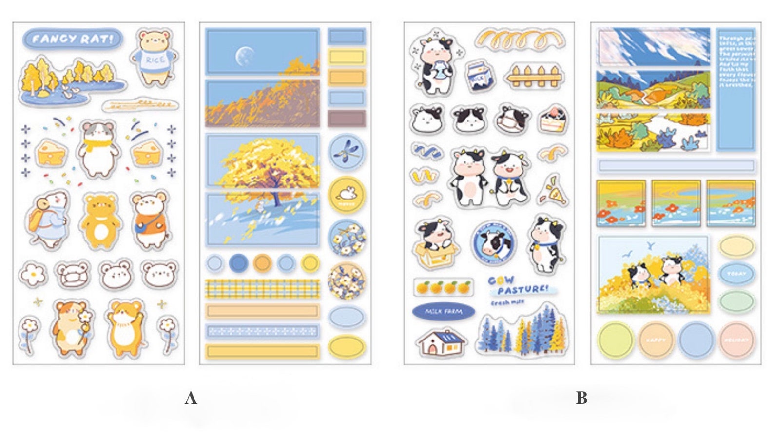 Kawaii animal deco sticker sheet, PET stickers