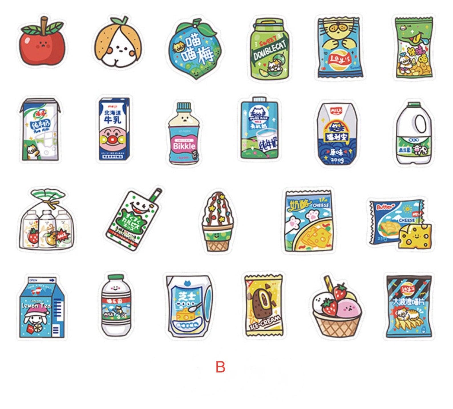 Cute Animal and Snack Sticker Pack