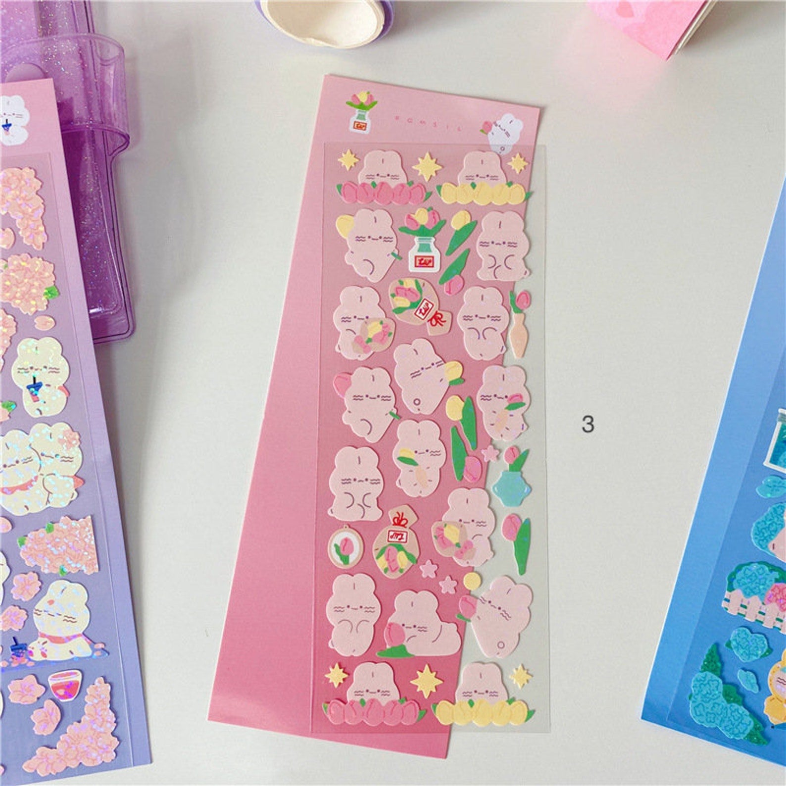 Kawaii bunny deco sticker, sakura bunny sticker, toploader sticker