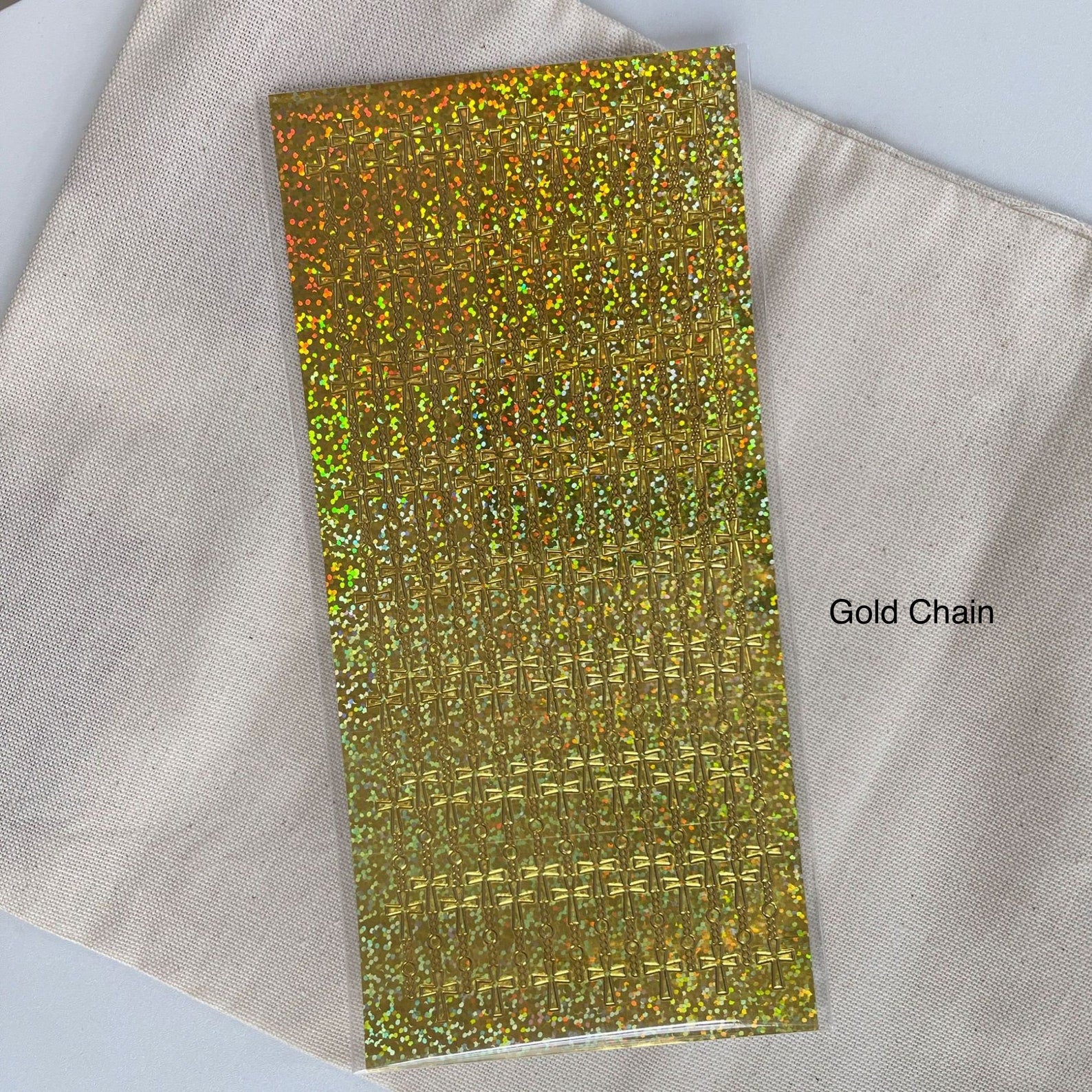 Metalic toploader deco sticker sheet, holographic card making sticker, moon and star sticker, chain stickers