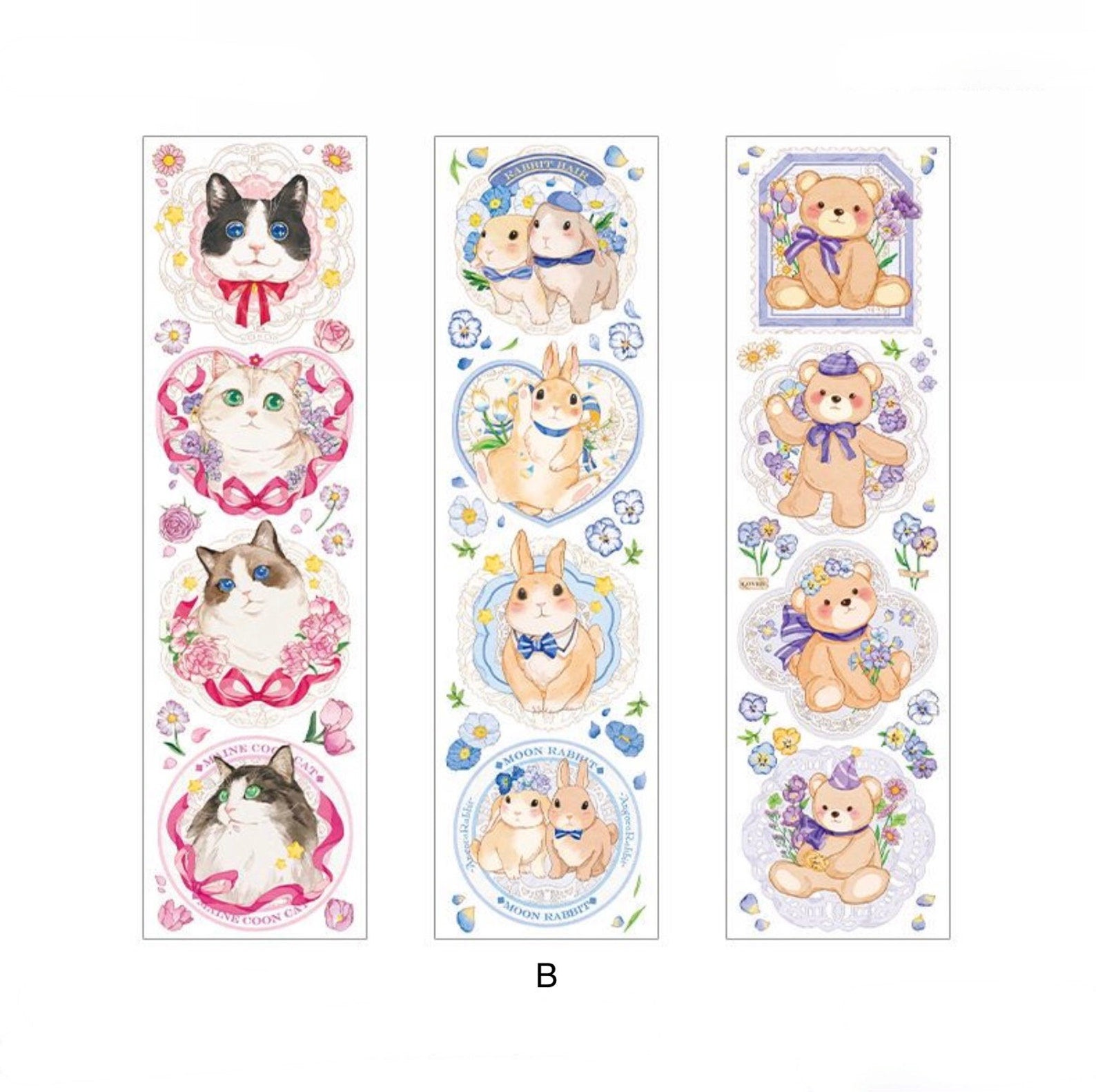 Kawaii cat stickers, PET deco stickers, flower stickers, fruit stickers