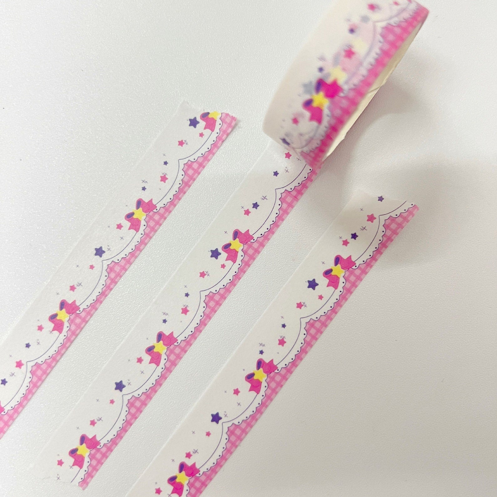 Ribbon bow deco washi tape, grid washi tape, scrapbooking, bujo washi tape