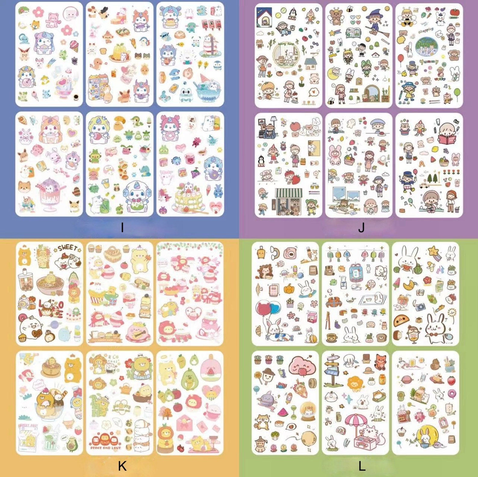 Kawaii girl sticker sheet, PET deco sticker sheet, food band beverage sticker sheet