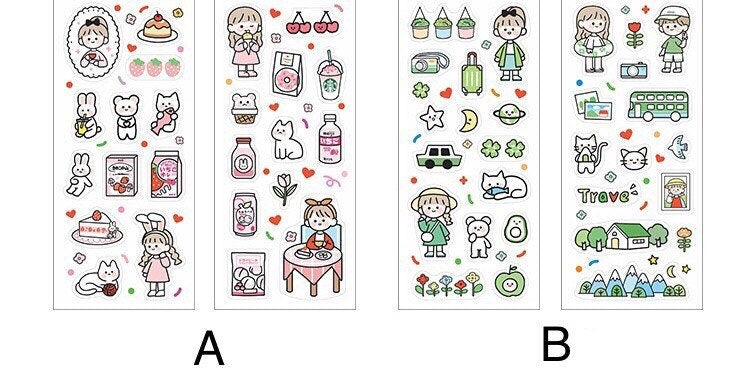 Kawaii little girl stickers, cute sticker