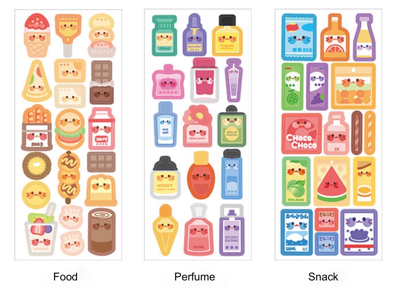 perfume, food, snack stickers