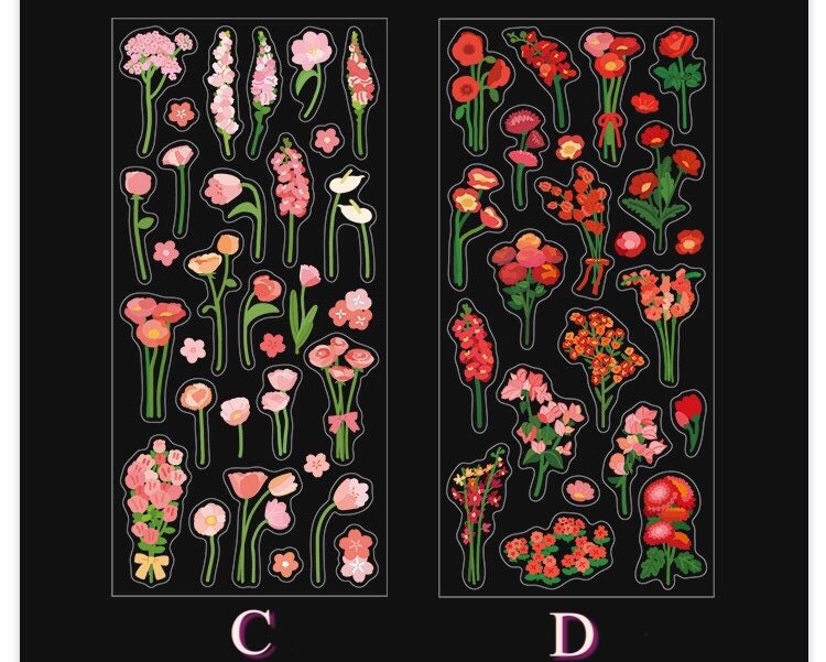 Flower stickers, bullet journal stickers, deco sticker, floral stickers