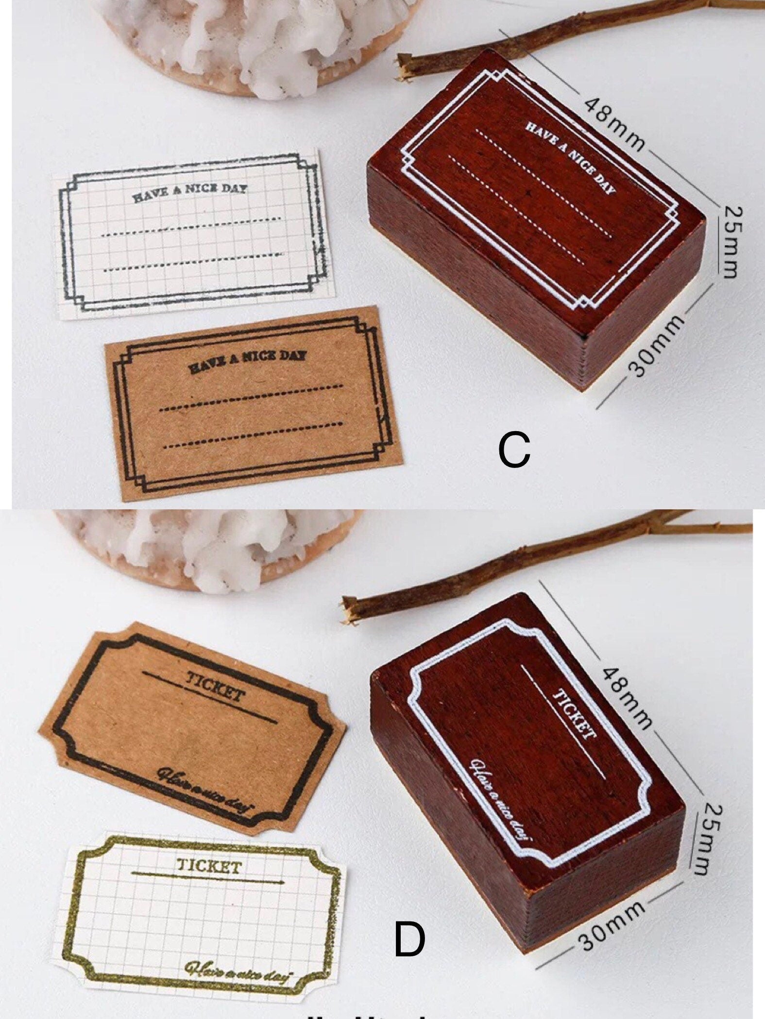 Label maker stamps, wood rubber border stamp, tag stamps, planner stamps