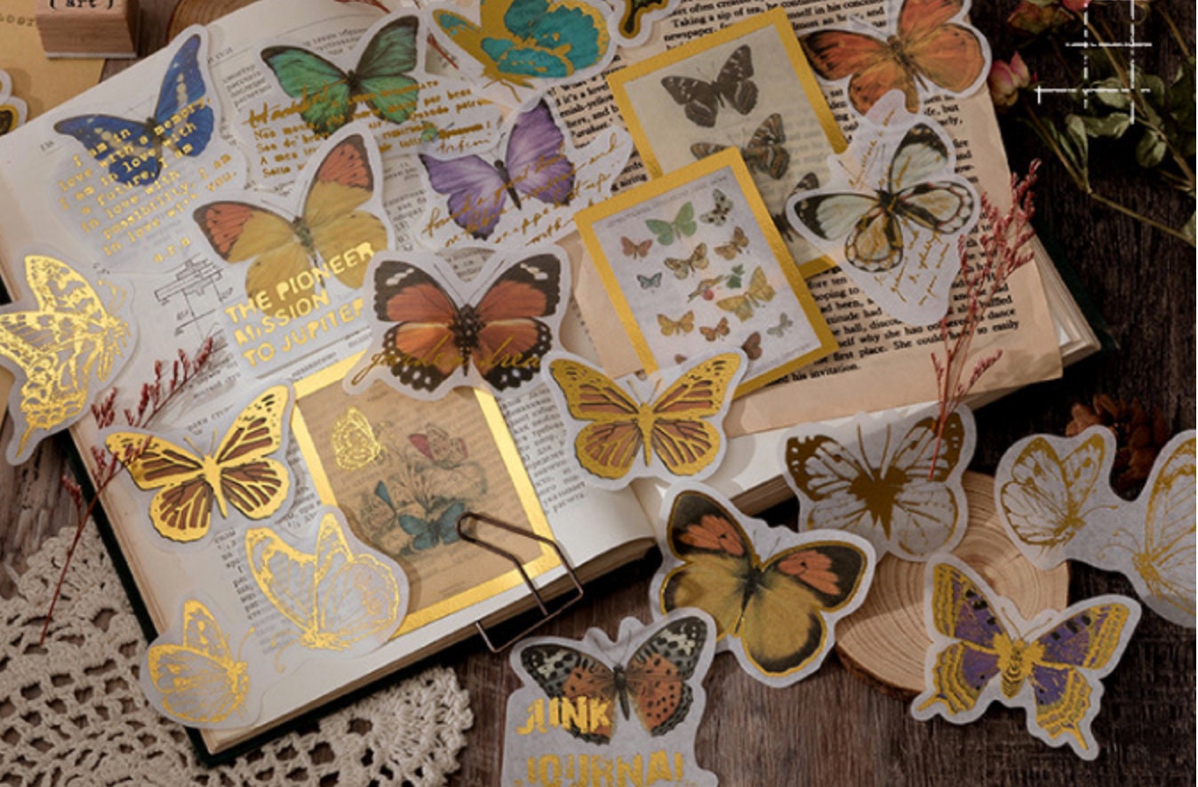 Gold Foil Butterfly Stickers