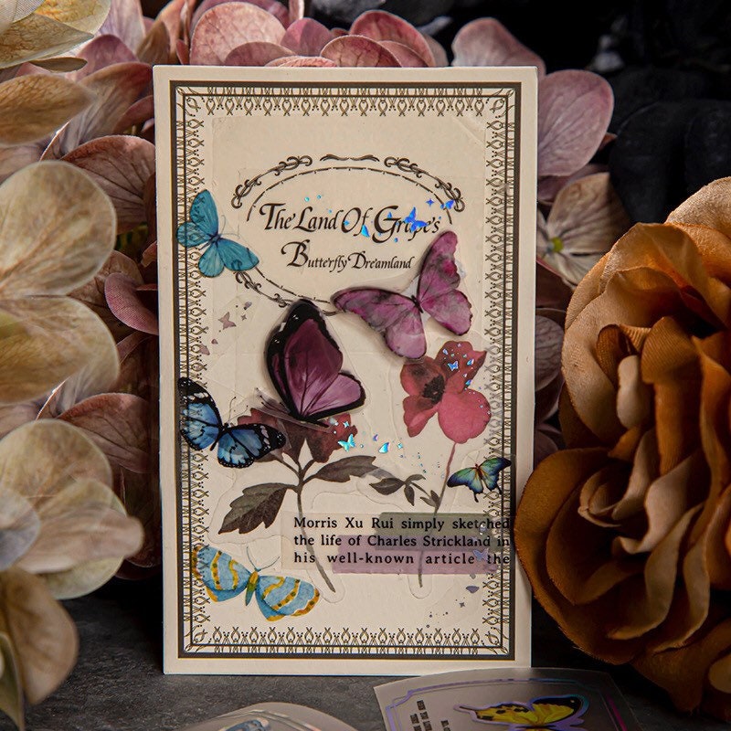 Matte PET laser butterfly washi tape, scrapbooking gift