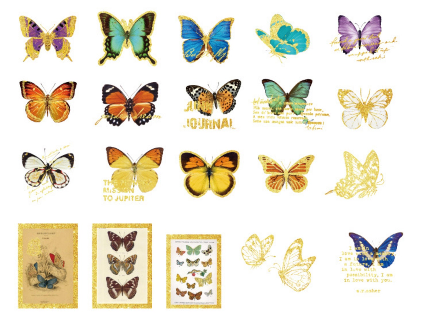 Gold Foil Butterfly Stickers