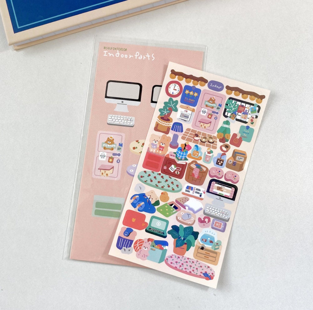Kawaii cartoon bear sticker sheet, card making stickers