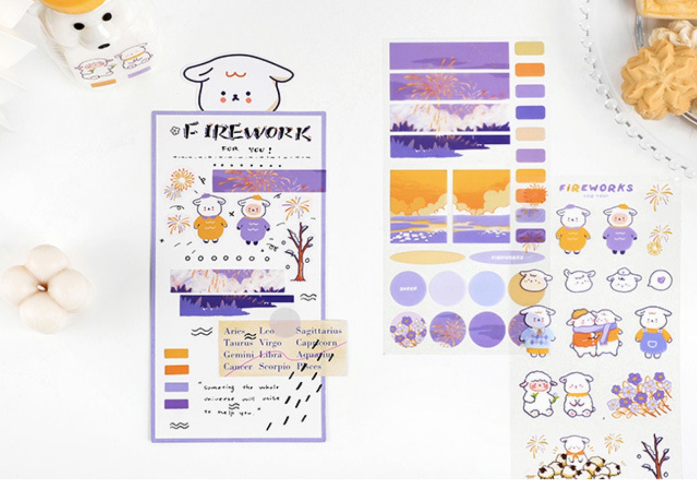 Kawaii animal deco sticker sheet, PET stickers
